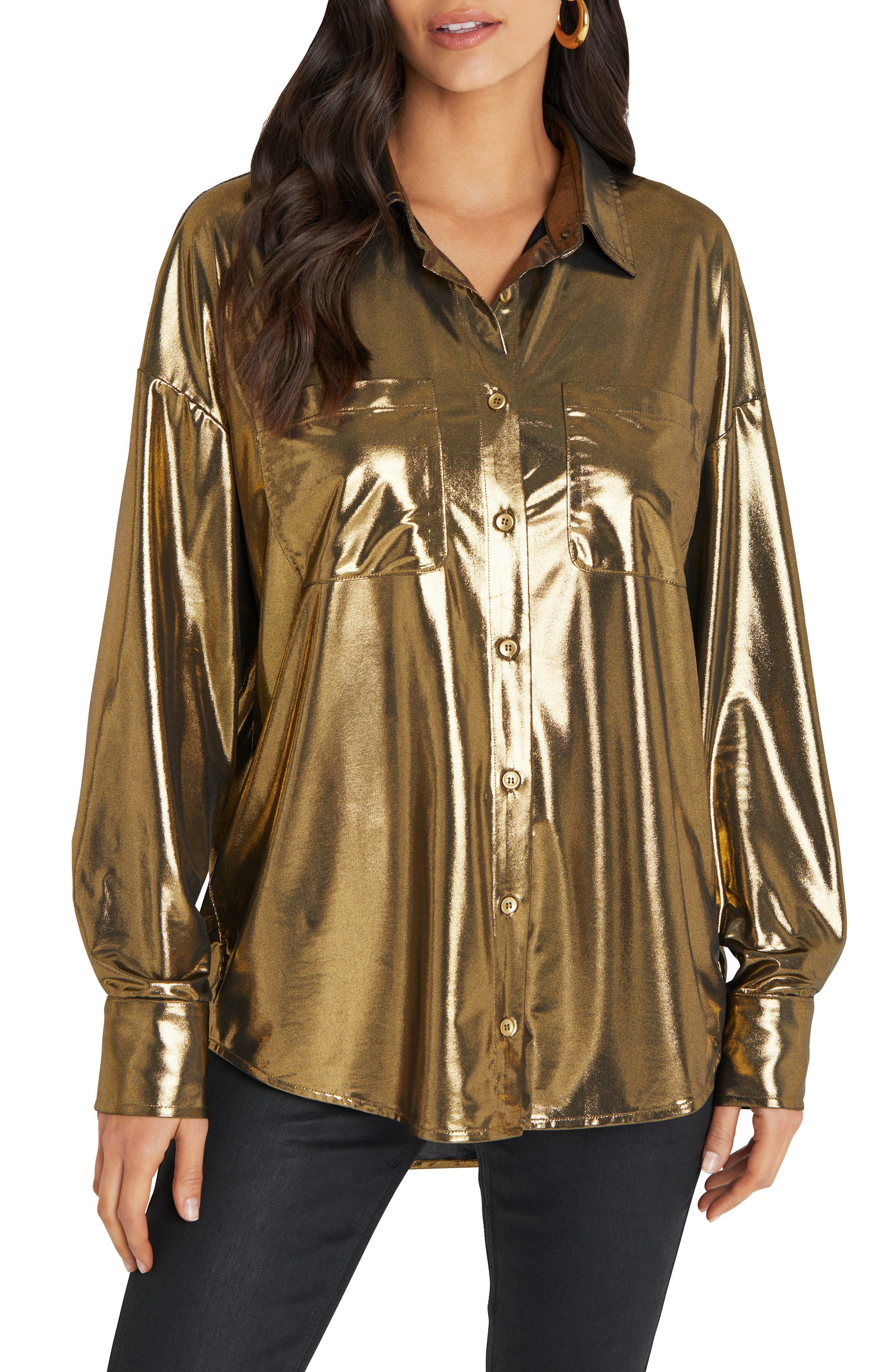 VICI Collection Metallic Button-Up ...